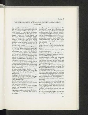 Anlage 8. Programm der Sozialdemokratie Hamburgs [Etwa 1906]