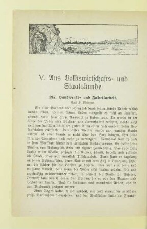 V. Aus Volkswirtschafts- und Staatskunde