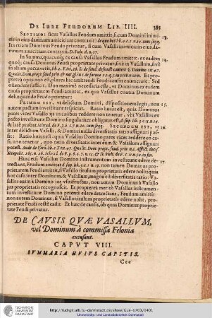 DE CAUSIS QUAE VASALLUM, vel Dominum à commissa Felonia excusant. CAPUT VIII.