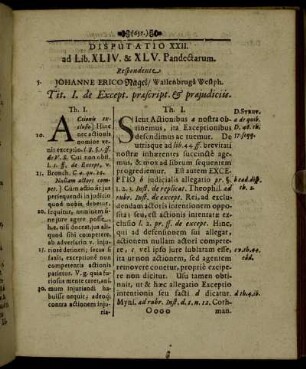 Disputatio XXII. ad Lib. XLIV. - XLV. Pandectarum