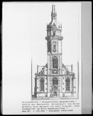Wolfenbüttel, evang. Hauptkirche Beatae Mariae Virginis, Aufriß der Westseite