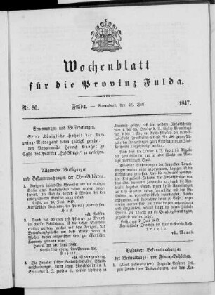 Nr. 30, Ausgabe vom 24. Juli 1847