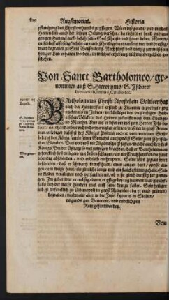 Von Sanct Bartholomeo ...