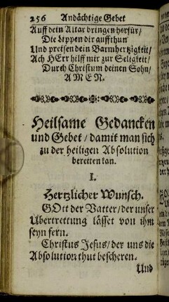 Heilsame Gedancken und Gebet/ damit man sich zu der heiligen Absolution bereiten kan.
