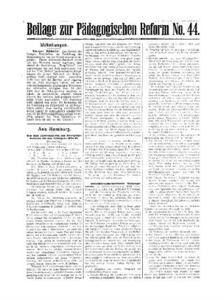 Mitteilungen : Beilage zur Pädagogischen Reform No. 44