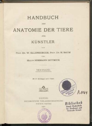 Textbd.: Handbuch der Anatomie der Tiere für Künstler