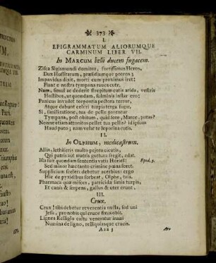 Epigrammatum Aliorumque Carminum Liber VII.