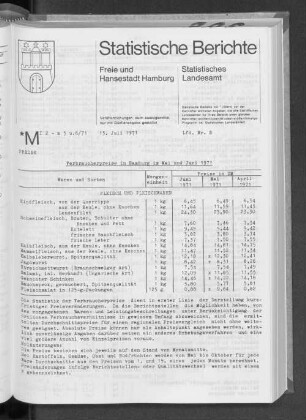 Verbraucherpreise in Hamburg im Mai und Juni 1971 : Lfd. Nr. 8