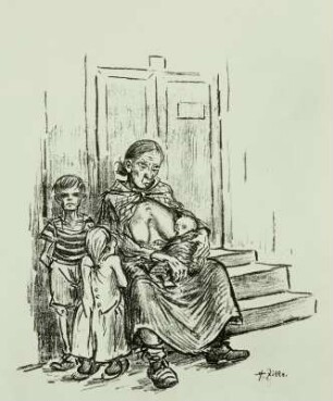 Proletarierfrau mit ihren Kindern