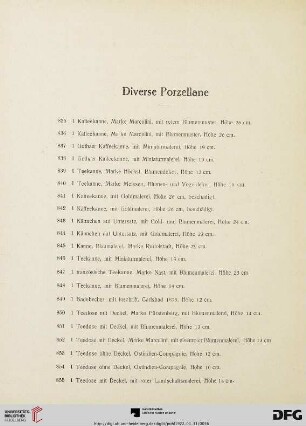 Diverse Porzellane (Nr. 835-936)