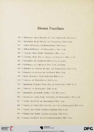 Diverse Porzellane (Nr. 835-936)