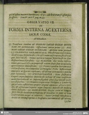 Observatio VII. De Forma Interna Ac Externa Sacrae Coenae