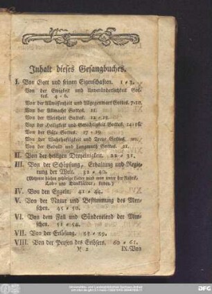 Inhalt dieses Gesangbuches.