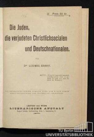Die Juden, die verjudeten Christlichsocialen und Deutschnationalen