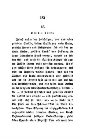 67. Emilie stirbt.