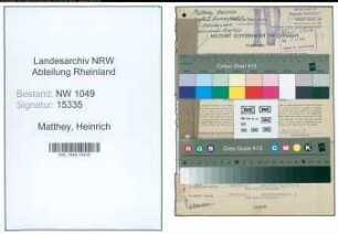 Entnazifizierung Heinrich Matthey , geb. 11.05.1909 (Bahnwart)