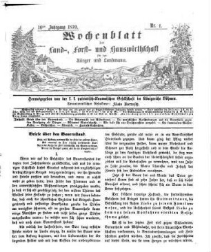 Wochenblatt der Land-, Forst- und Hauswirthschaft für den Bürger und Landmann. 10. 1859