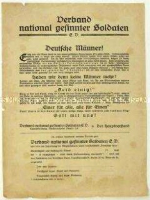 Aufruf zum Eintritt in den Verband national gesinnter Soldaten
