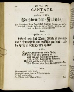 Cantate, Welche an dem dritten Buchdrucker- Jubiläo ...