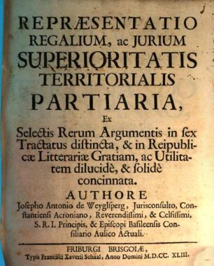 Repraesentatio regalium ac iurium superioritatis territorialis partiaria