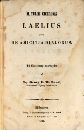Laelius sive de amicitia dialogus