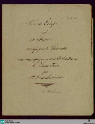 La consolation : seconde élégie; op. 2