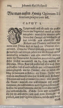 Wie man außm Honig Quintam Essentiam praepariren soll. CAPUT I. - CAPUT VII.