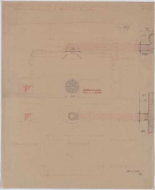 Troost, Paul Ludwig; München, Arcisstr. 12; Führerbau der NSDAP - Gehkanal, Detail für Lüftung (Untersicht; Schnitte; Übersicht)