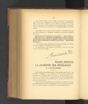 La Condition des Musulmans. A l'Etranger