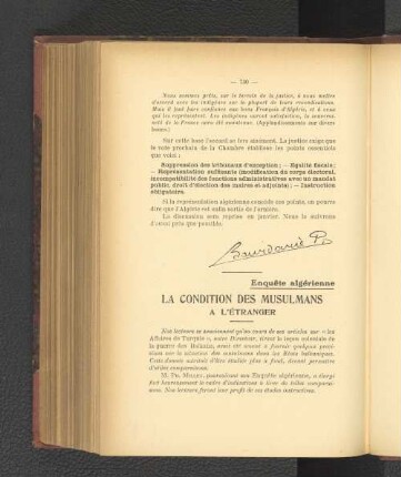 La Condition des Musulmans. A l'Etranger