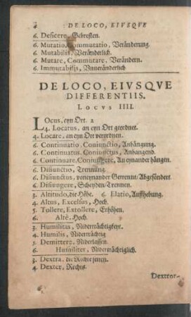De Loco, Eiusque Differentiis. Locus IIII.