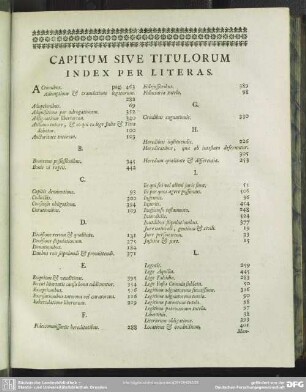 Capitum Sive Titulorum Index Per Literas