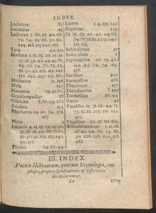 III. Index. Vocum Hebraearum