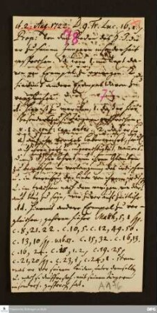 Disposition der Predigt von August Hermann Francke über Lk 16,1f. am 02.08.1722.