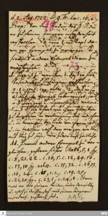 Disposition der Predigt von August Hermann Francke über Lk 16,1f. am 02.08.1722.
