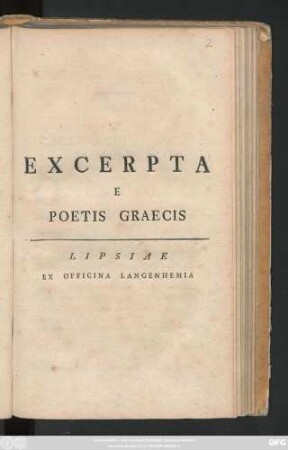 Excerpta E Poetis Graecis