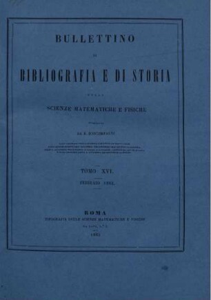 Tomo XVI. Febbraio 1883.