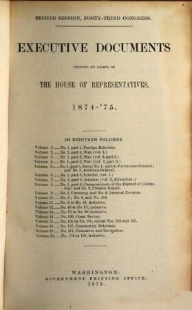 House documents. [276,15.] 1874/75 = Congress 43, Sess. 2