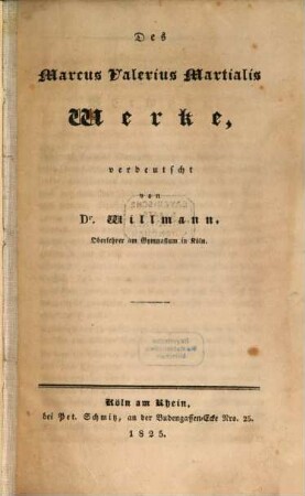 Marcus Valerius Martialis Werke