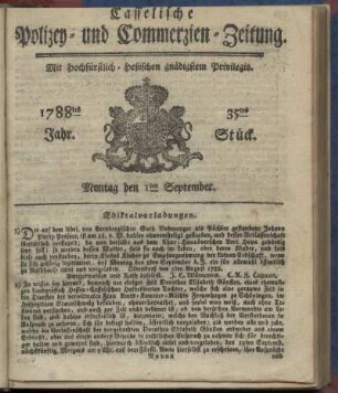 35tes Stueck, Montag den 1ten September. 1788