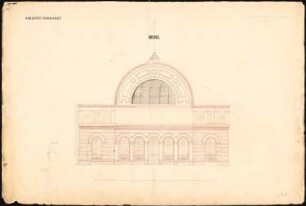 Viehmarkt und Schlachthof, Berlin Bebauungsplan Ackerstraße/ Brunnenstraße von 1862: Projekt II: Börsengebäude Stirnansicht