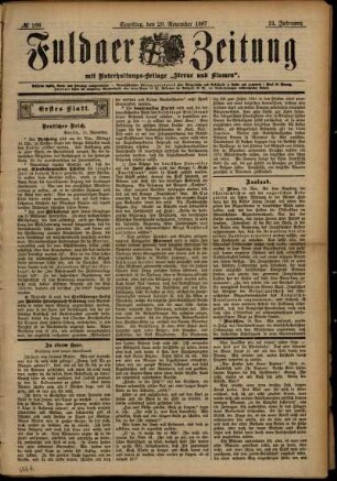 Erste Ausgabe vom Samstag, den 20. November 1897.