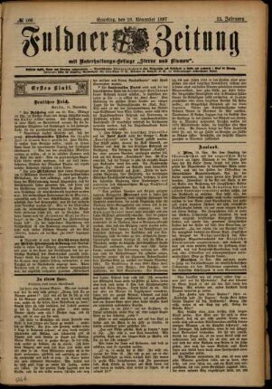 Erste Ausgabe vom Samstag, den 20. November 1897.