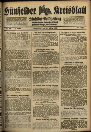Zweite Ausgabe vom Donnerstag, den 31. März 1932.