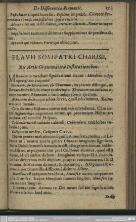 Flavii Sosipatri Charisii, Ex Artis Grammaticae Institutionibus