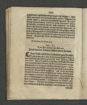Lit. L. Dem Eren-Vesten und Erbaren Jacob von der Tinnen