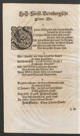 Hoch-Fürstl. Bernburgische Trauer-Ode.