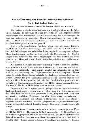 Zur Erforschung der höheren Atmosphärenschichten