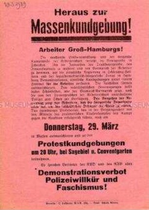 Aufruf der KPD und des RFB zu einer Massenkundgebung in Hamburg