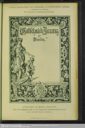 Preisausschreiben des Dresdener Kunstgewerbe-Vereins. Entwurf zu einer Urkunde